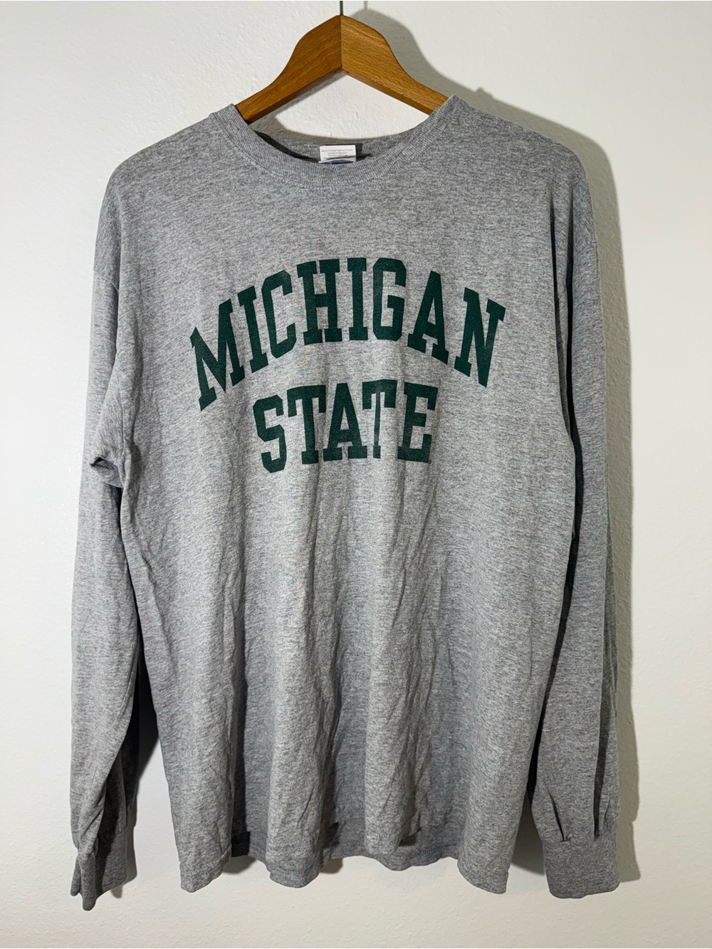 Michigan State Long Sleeve Crewneck Shirt - Gray/Green